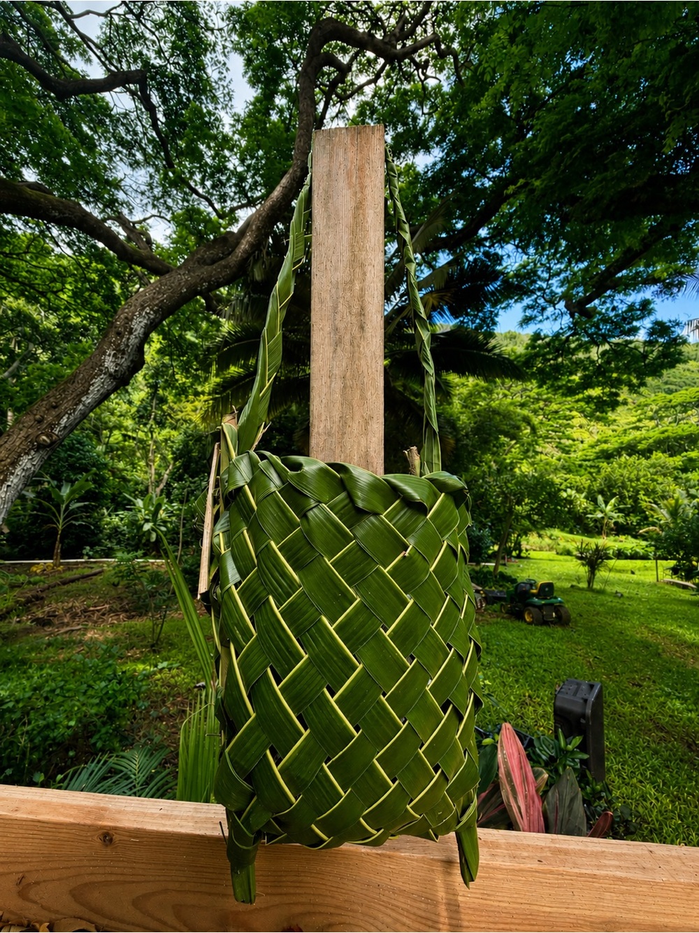 Handmade Hawaiian  woven hat made of coconut leaves.